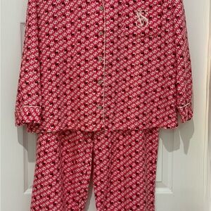 Victoria's Secret Womens Pajama Lounge Set L  VS Monogram Soft Pink Valentine
